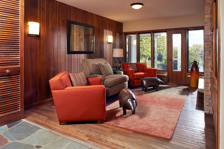 Midcentury Family Room by White Crane Construction