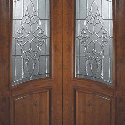 Slab Exterior Double Door 96 Knotty Alder Courtlandt Arch Lite Glass ...