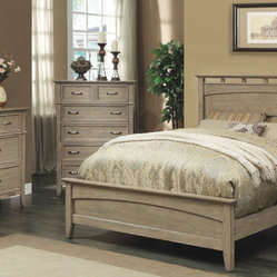 South Beach Weathered Oak Bedroom Set - Panel bed with beveled ...