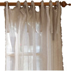 Ruffle Linen Curtain Panel, Tobacco, 42