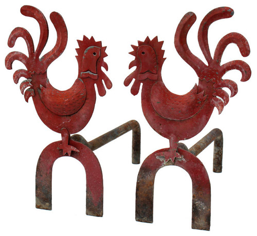 Pair of Naive Andirons eclectic fireplace accessories