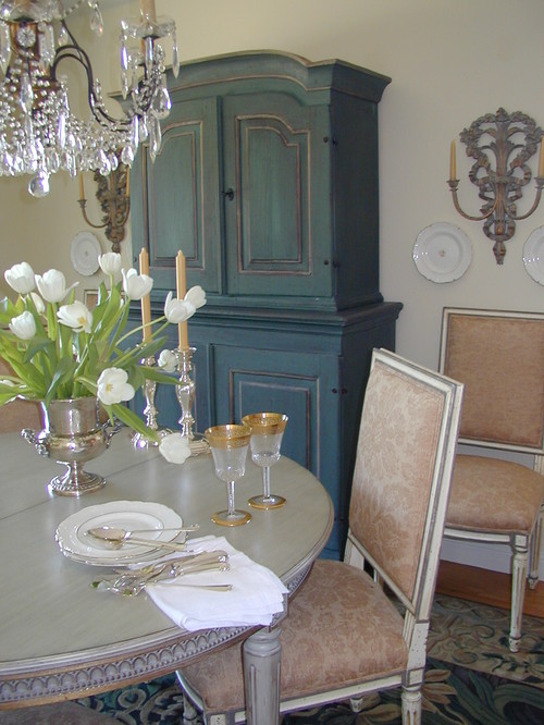 Blue Painted Armoire Grey, Using Armoire In Dining Room