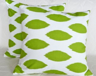 Lime Green Ikat Accent Pillow on the Carlisle Wide Plank Floors Blog