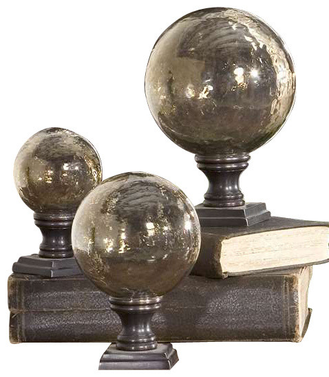 Uttermost Lamya Glass Globe Finials, Set/3 - Contemporary - Decorative ...