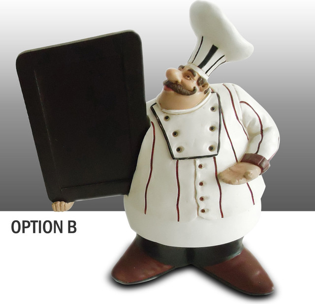 Fat Chef Striped Pattern Menu Board Holder Kitchen Figure Table Art ...