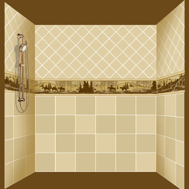 Bathroom tile murals, Western shower by Designers Choice Tile - Rustic