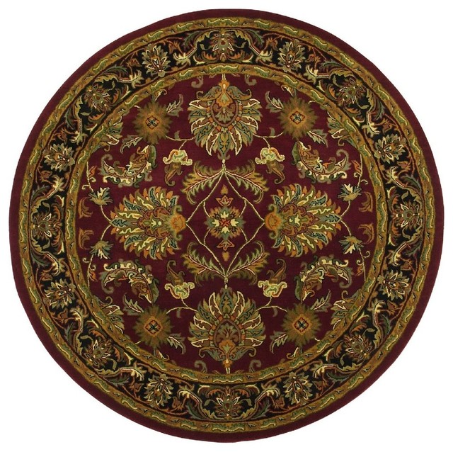 Traditional Traditions Round 6' Round Burgundy Area Rug - Traditional ...