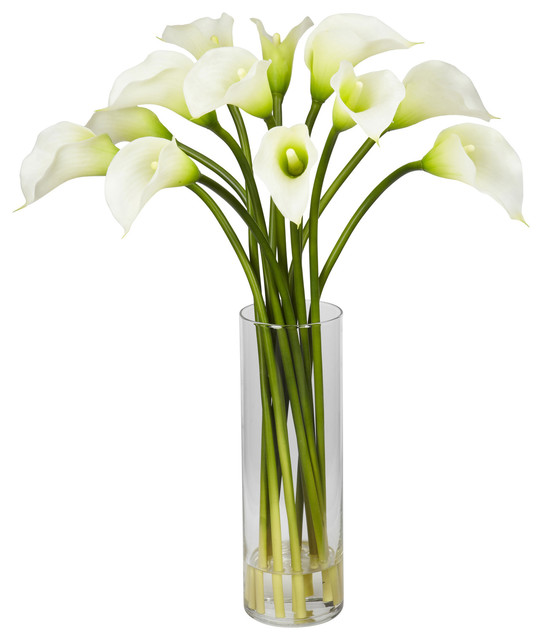 Mini Calla Lily Silk Flower Arrangement modern-artificial-flowers ...