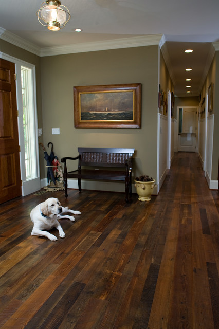 Authentic Distressed Heart Pine Flooring - Traditional - Hall - other ...