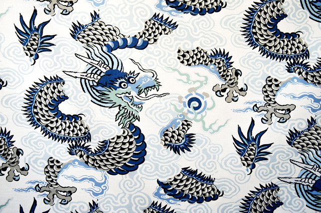 Oriental dragon fabric Asian Chinese Japanese - Asian - Fabric ...