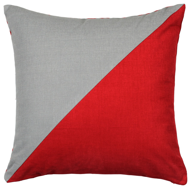 Duo Red & Grey Throw Pillow - Modern - Decorative Pillows - by LaCozi