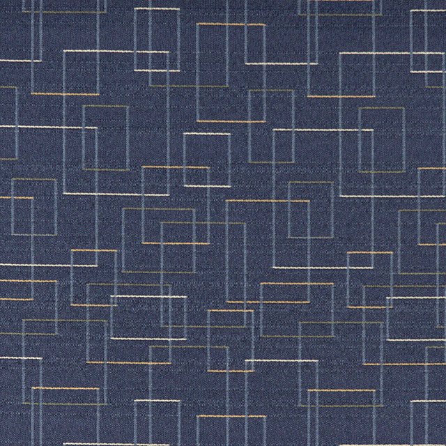 Blue Gold Green White Geometric Squares Durable Upholstery Fabric By ...