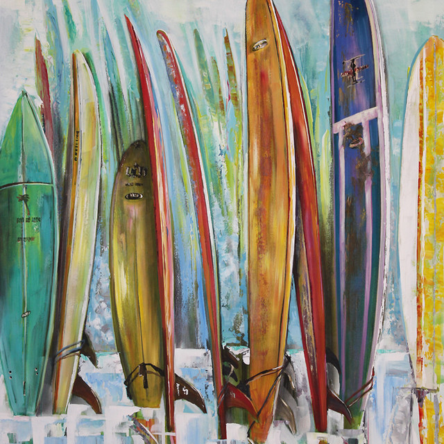 Art in Style 'Surfboards in a Row' Hand-Painted Wall Art - Contemporary ...