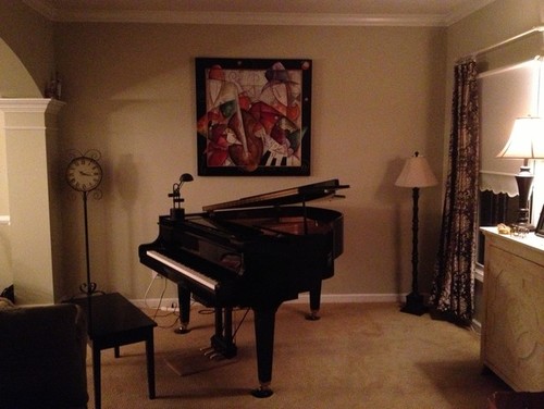 Decorating around a baby grand piano in a small living room