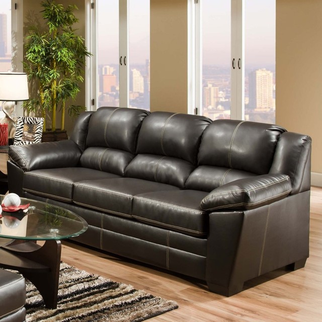 Simmons Urban Chocolate Leather Sofa - Traditional - Sofas - by Hayneedle