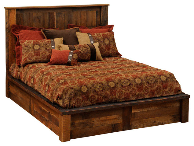 Barnwood Platform Bed Reclaimed Wood, Queen Size - Rustic - Beds - by