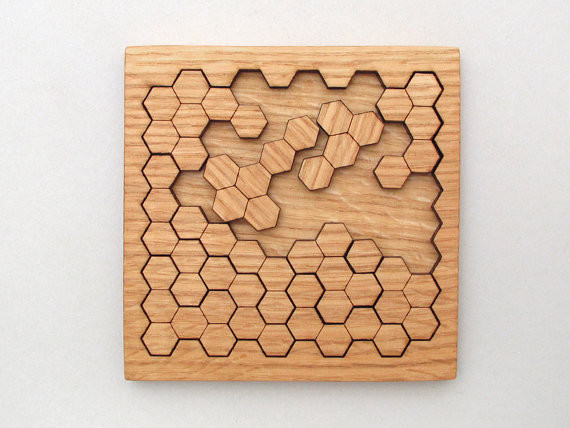 Wooden Honeycomb Puzzle Geometric Shapes by TimberGreenWoods - Modern ...