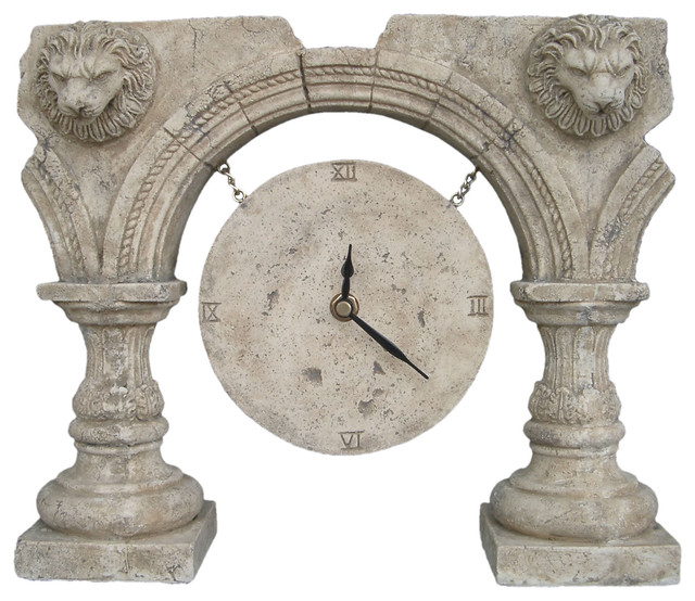 Roman Ruins Clock an Ancient Greek and Rome Old-fashioned style, 10.2