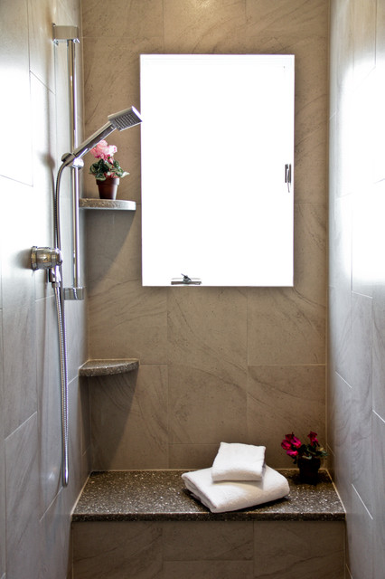 Tiled Shower Stall With Window - Contemporary - Bathroom - other metro ...