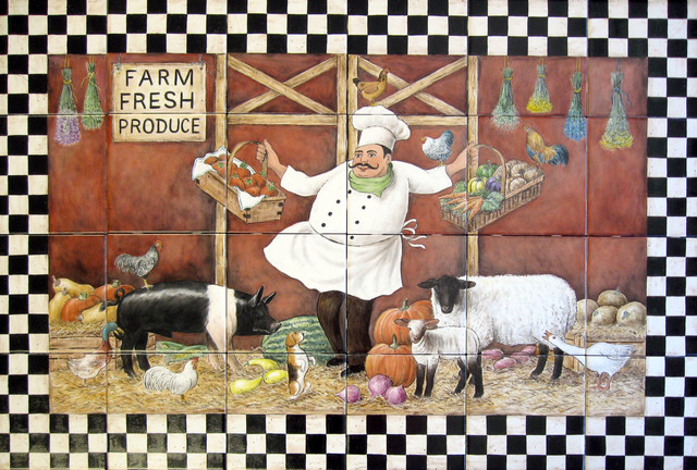 "Deb's Chef Farm" kitchen backsplash tile mural-accent tiles eclectic
