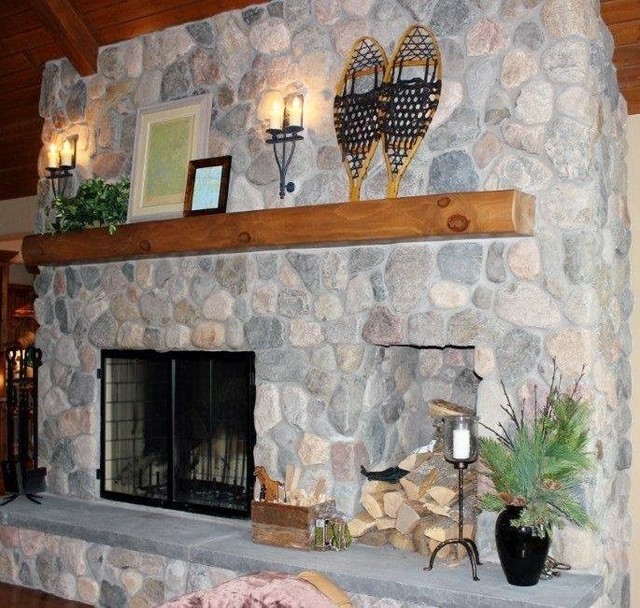 Field Stone Fireplace - Rustic - Living Room - by The Quarry Mill ...