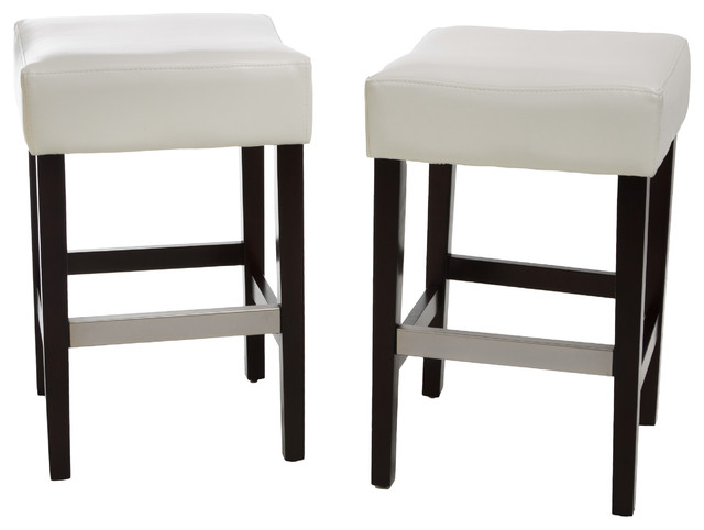 Barto Leather Backless Stools (Set of 2), Ivory Counter Height ...