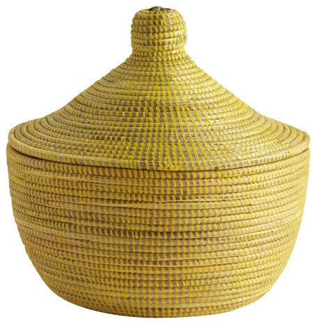 African Handmade Yellow Warming Basket - Modern - Baskets - by zestt