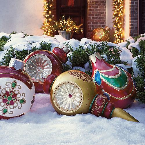 Giant Finial Reflector Fiber-optic Ornament - Outdoor Christmas ...