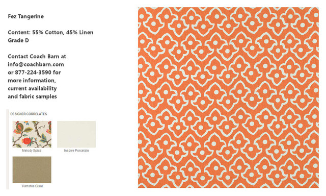 Fez Tangerine Upholstery Fabric - CB Upholstered Collection - Eclectic ...