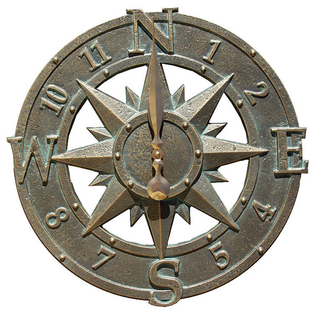 Compass Outdoor Clock - Traditional - Outdoor Clocks - by FRONTGATE