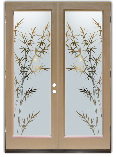 Glass Doors - Frosted Glass Front Entry Doors - BAMBOO FOREST neg ...