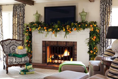 fireplace ideas for the holidays start with swags & wreaths