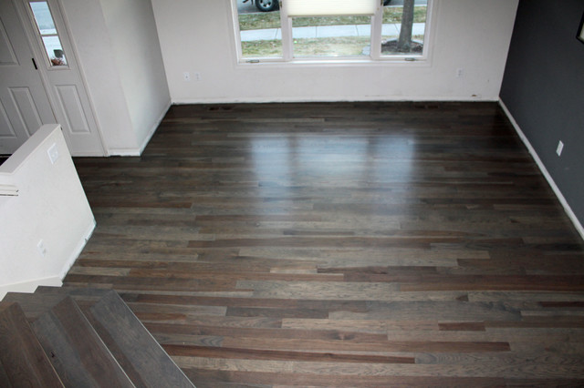 Hickory Flooring with a Custom Stain - Modern - Living Room - other ...