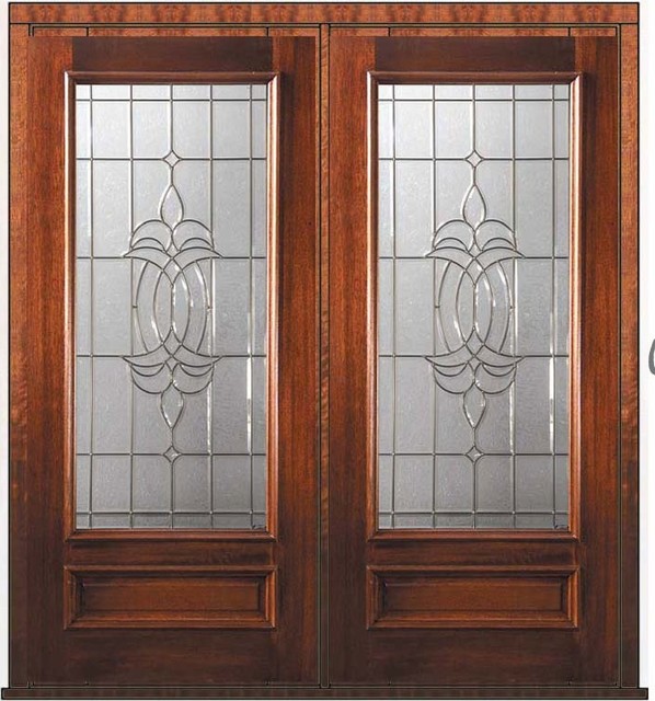 Prehung Front Double Door 80 Wood Mahogany Colonial 3/4 Lite Glass ...
