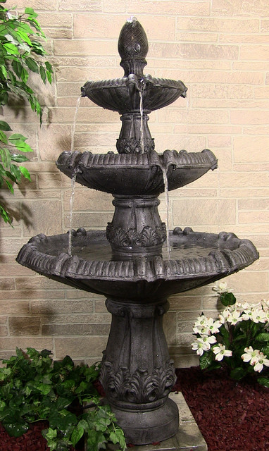 Classic Pineapple 3 Tier Fountain - Contemporary - Outdoor Fountains ...