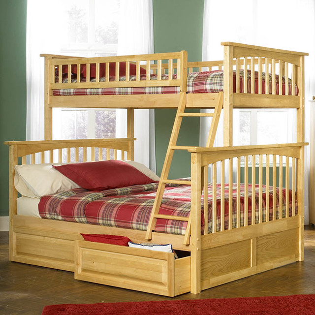 Columbia Twin over Full Bunk Bed with Raised Panel Drawers in Natural ...