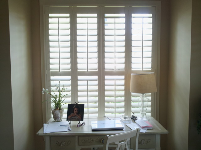 Composite 4 panel bi-fold shutters with divider rail - Midcentury ...