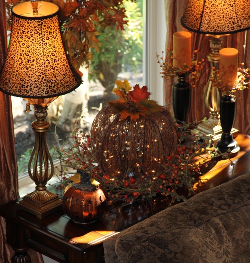 you can use seasonal, fall colors for Halloween decorations