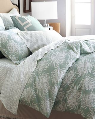 Chrysanthemum Sateen Duvet Cover - Double/Queen - Sea Glass - Modern ...