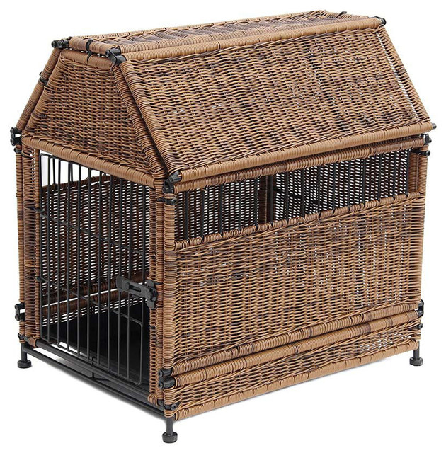 Large Honey Wicker Dog House - Roof Top - Pet Supplies - by Modern ...