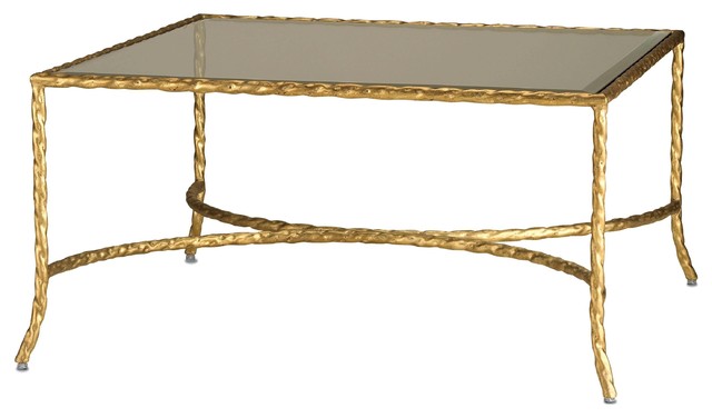 Currey & Co Gilt Twist Square Coffee Table - Traditional - Coffee ...