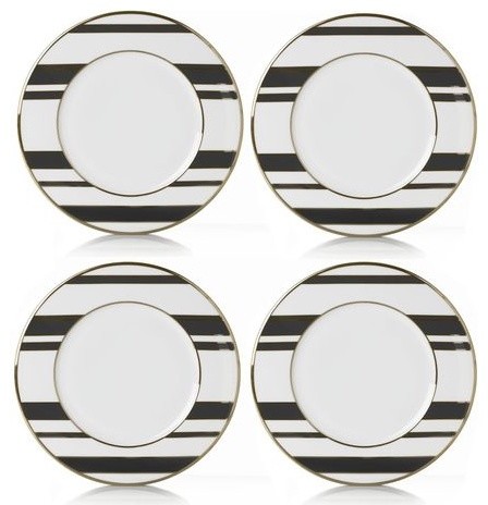 Color Studio Black/Gold Stripe Accent Plates - Modern - Dinner Plates ...