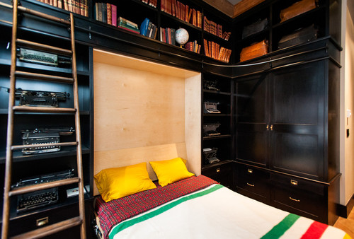 a Murphy bed can easily turn a library into a guest bedroom