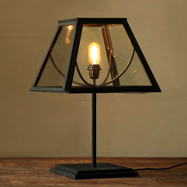 LOFT RH Iron and Clear Glass Shade Table Lamp - Industrial - Table ...