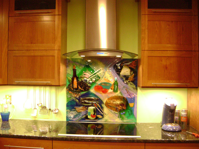 Colorful Abstract Kitchen Backsplash - charlotte - by Designer Glass ...