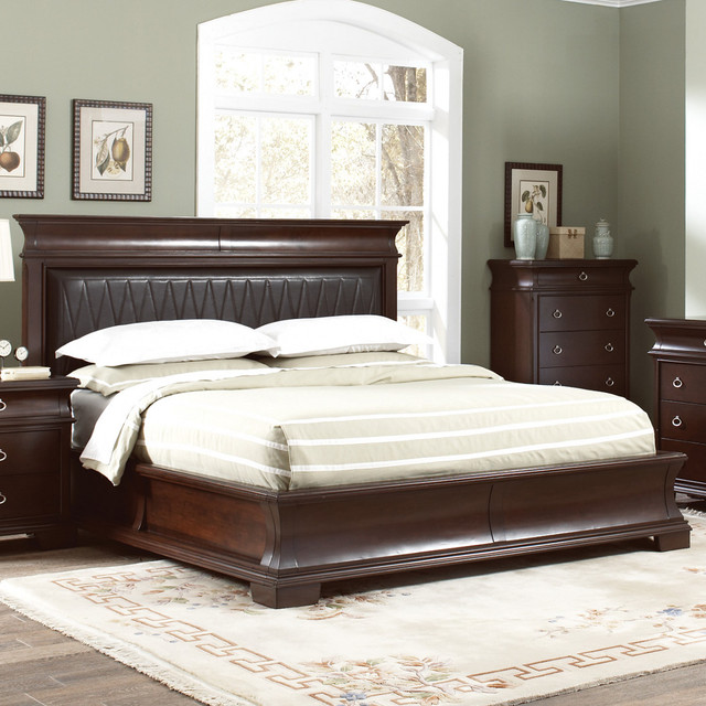 Kurtis California King Bed in Walnut Brown Finish - Traditional - Beds ...