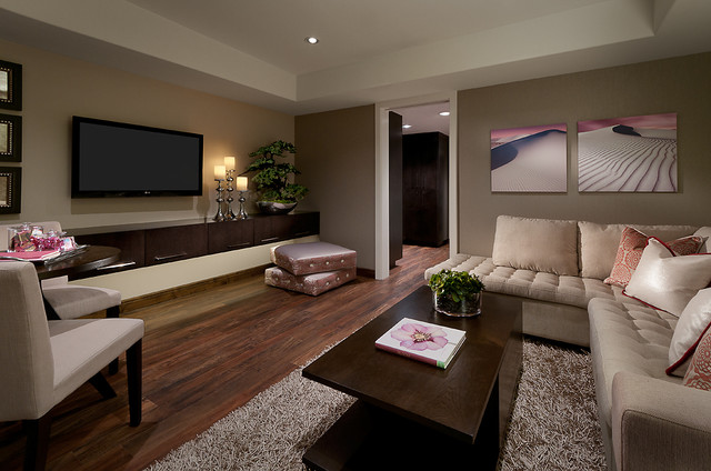 Living area with Luxury Vinyl Plank Flooring - Contemporary - Living