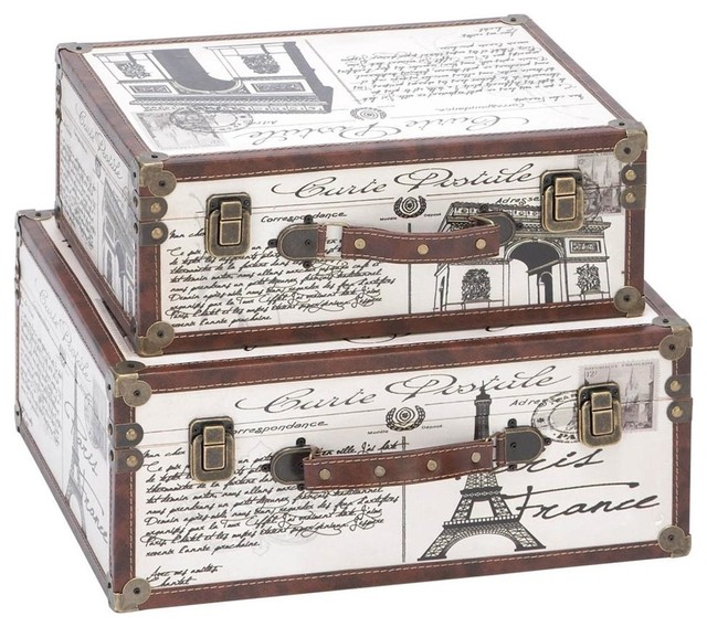 Paris Decorative Suitcase Trunks - Set of 2 - Traditional - Decorative ...