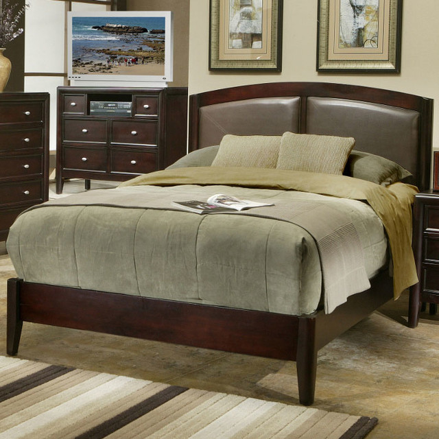 Westport Queen Low Footboard Panel Bed with Faux Leather Headboard ...