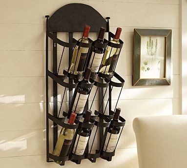 Vintners Wall-Mount Wrought-Iron Wine Rack - Traditional - Wine Racks ...